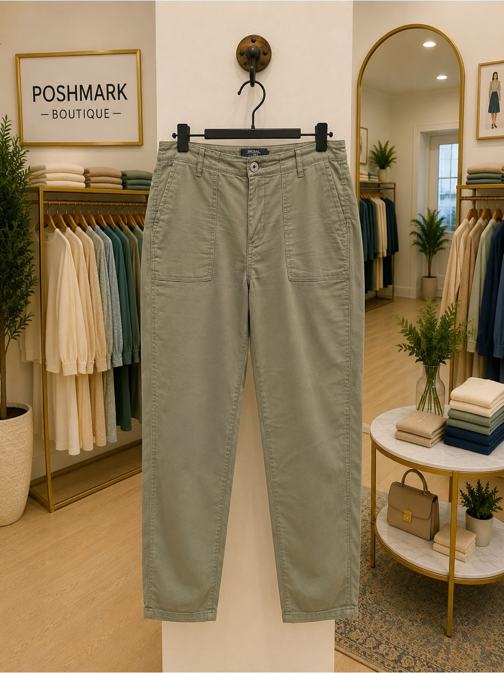 Stitch Star Green Utility Pants Size 10 Stretch Cotton Blend Mint Condition